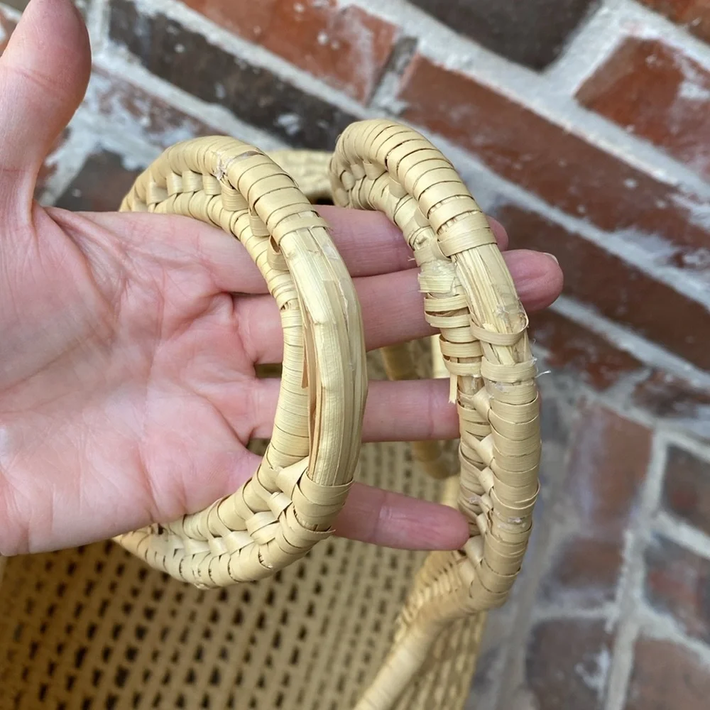 Handcrafted Woven Oval Handbag with Lid